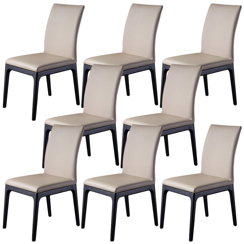 Contemporary Dining Chair Faux Leather and Wood Side Chair for Home