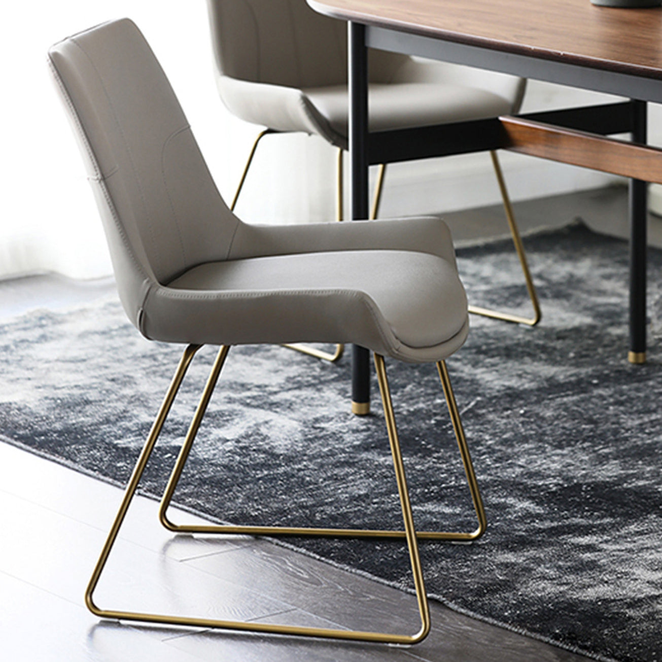 Glam Dining Room Chair Faux Leather Parsons Chair for Dining Room