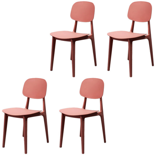 Scandinavian Stackable Dining Side Chair Plastic Armless Dining Chairs Pink 4 Piece Set