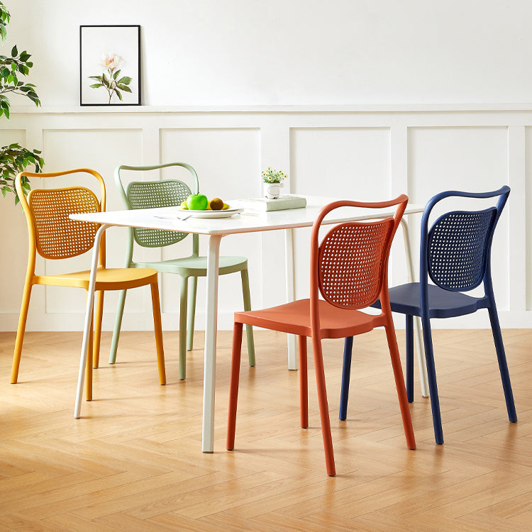 Contemporary Dining Chairs Armless Chairs with Plastic Legs for Home