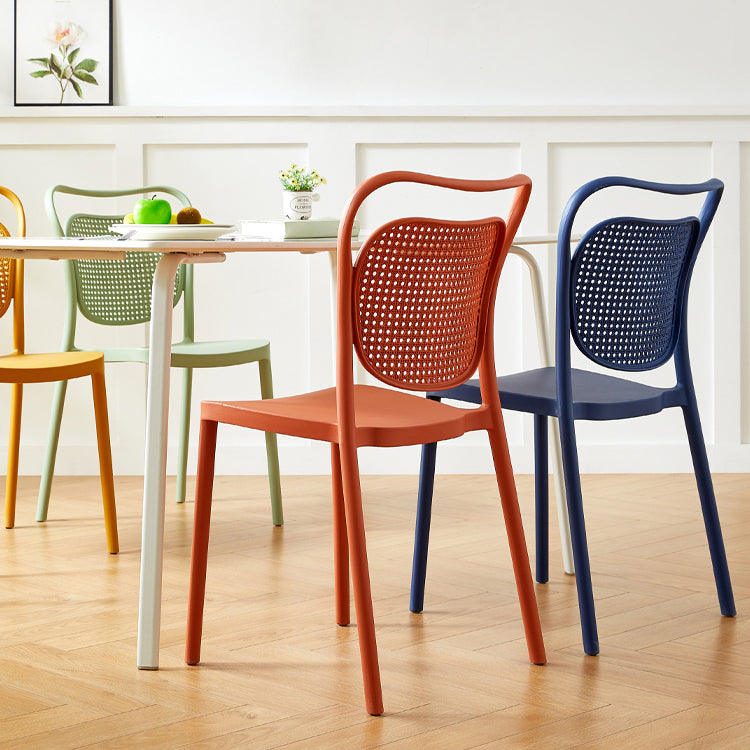 Contemporary Dining Chairs Armless Chairs with Plastic Legs for Home