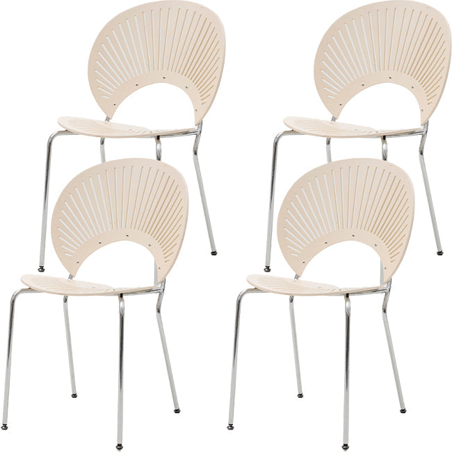 Modern Armless Dining Chairs Solid Wood Windsor Back Dining Side Chair White 4 Piece Set Silver Clearhalo 'Dining Chairs' 'Dining Tables & Seating' 'dining_chair' 'furn' 'furn_dining_chair' 'Furniture' 'Kitchen & Dining Furniture' 5543872