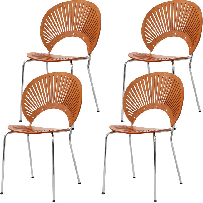 Modern Armless Dining Chairs Solid Wood Windsor Back Dining Side Chair Walnut 4 Piece Set Silver Clearhalo 'Dining Chairs' 'Dining Tables & Seating' 'dining_chair' 'furn' 'furn_dining_chair' 'Furniture' 'Kitchen & Dining Furniture' 5543881