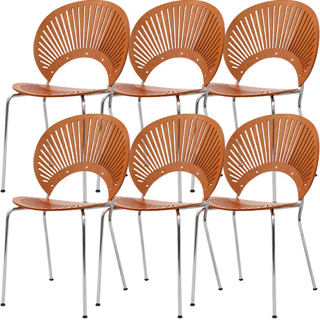 Modern Armless Dining Chairs Solid Wood Windsor Back Dining Side Chair Walnut 6 Piece Set Silver Clearhalo 'Dining Chairs' 'Dining Tables & Seating' 'dining_chair' 'furn' 'furn_dining_chair' 'Furniture' 'Kitchen & Dining Furniture' 5543883