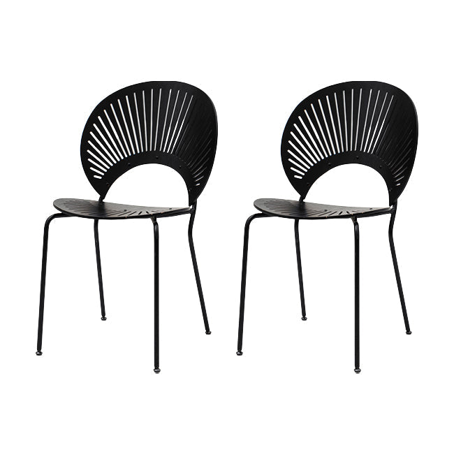 Modern Armless Dining Chairs Solid Wood Windsor Back Dining Side Chair Black 2 Piece Set Black Clearhalo 'Dining Chairs' 'Dining Tables & Seating' 'dining_chair' 'furn' 'furn_dining_chair' 'Furniture' 'Kitchen & Dining Furniture' 5543898