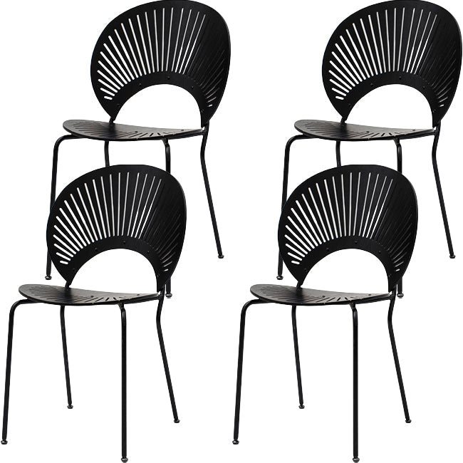 Modern Armless Dining Chairs Solid Wood Windsor Back Dining Side Chair Black 4 Piece Set Black Clearhalo 'Dining Chairs' 'Dining Tables & Seating' 'dining_chair' 'furn' 'furn_dining_chair' 'Furniture' 'Kitchen & Dining Furniture' 5543899