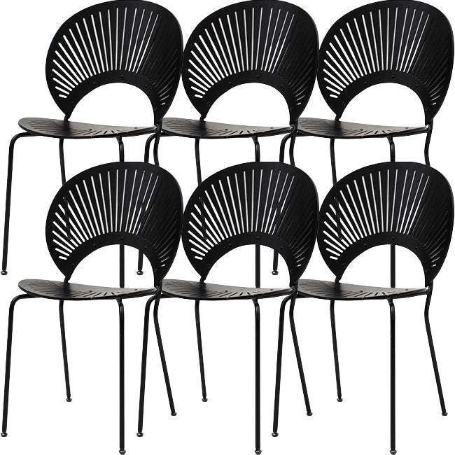 Modern Armless Dining Chairs Solid Wood Windsor Back Dining Side Chair Black 6 Piece Set Black Clearhalo 'Dining Chairs' 'Dining Tables & Seating' 'dining_chair' 'furn' 'furn_dining_chair' 'Furniture' 'Kitchen & Dining Furniture' 5543900