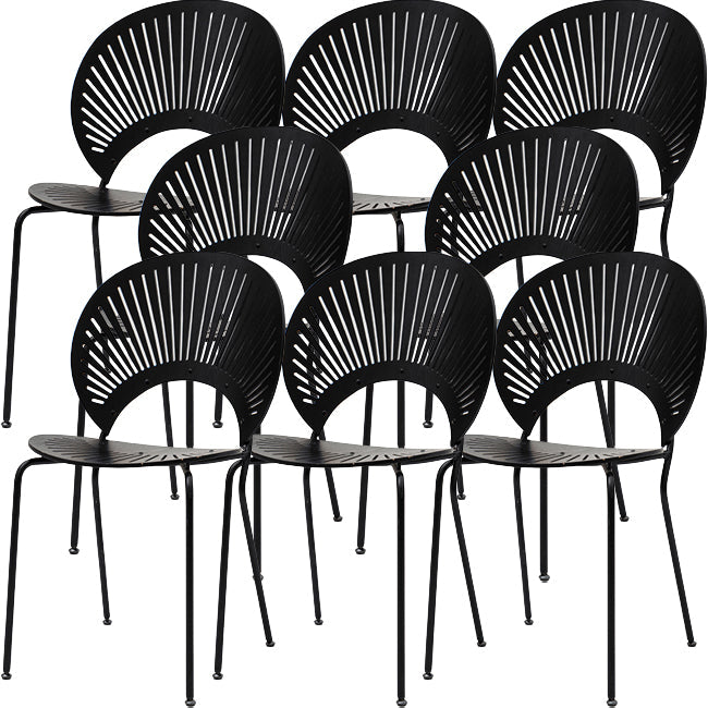 Modern Armless Dining Chairs Solid Wood Windsor Back Dining Side Chair Black 8 Piece Set Black Clearhalo 'Dining Chairs' 'Dining Tables & Seating' 'dining_chair' 'furn' 'furn_dining_chair' 'Furniture' 'Kitchen & Dining Furniture' 5543901