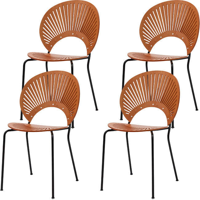 Modern Armless Dining Chairs Solid Wood Windsor Back Dining Side Chair Walnut 4 Piece Set Black Clearhalo 'Dining Chairs' 'Dining Tables & Seating' 'dining_chair' 'furn' 'furn_dining_chair' 'Furniture' 'Kitchen & Dining Furniture' 5543909