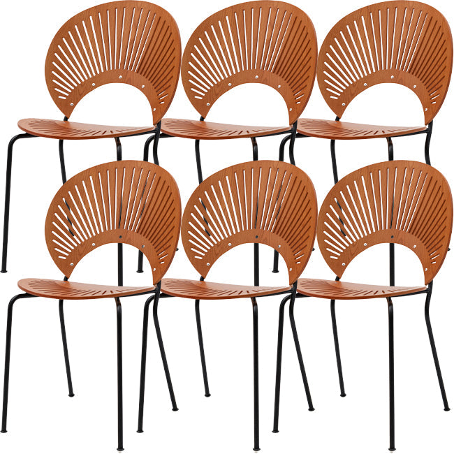 Modern Armless Dining Chairs Solid Wood Windsor Back Dining Side Chair Walnut 6 Piece Set Black Clearhalo 'Dining Chairs' 'Dining Tables & Seating' 'dining_chair' 'furn' 'furn_dining_chair' 'Furniture' 'Kitchen & Dining Furniture' 5543910