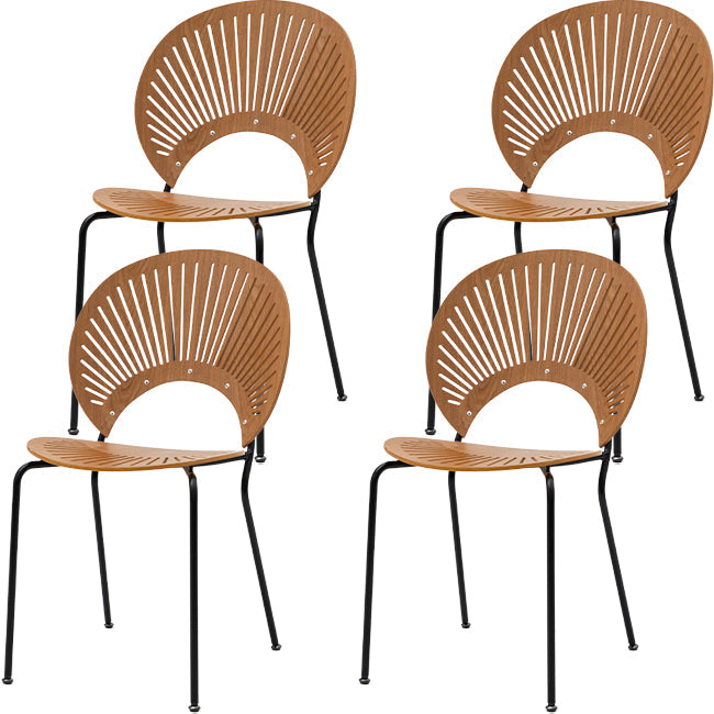 Modern Armless Dining Chairs Solid Wood Windsor Back Dining Side Chair Wood 4 Piece Set Black Clearhalo 'Dining Chairs' 'Dining Tables & Seating' 'dining_chair' 'furn' 'furn_dining_chair' 'Furniture' 'Kitchen & Dining Furniture' 5543914