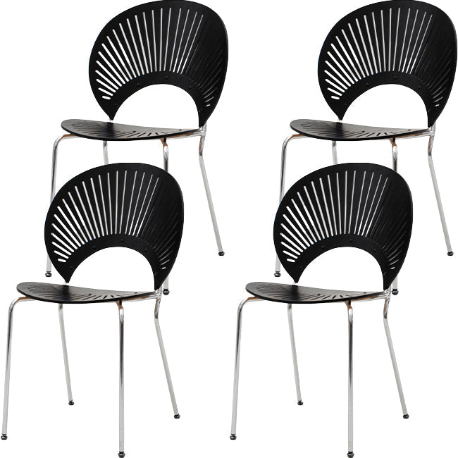 Modern Armless Dining Chairs Solid Wood Windsor Back Dining Side Chair Black 4 Piece Set Silver Clearhalo 'Dining Chairs' 'Dining Tables & Seating' 'dining_chair' 'furn' 'furn_dining_chair' 'Furniture' 'Kitchen & Dining Furniture' 5543919