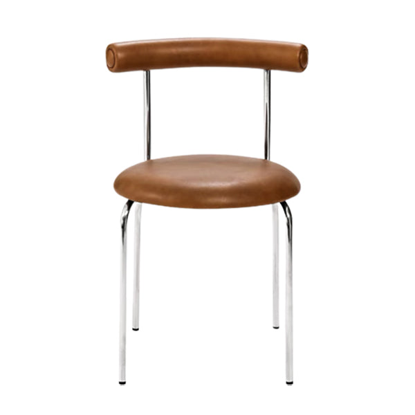 Zilveren metalen benen armloze eetkamerstoelen moderne faux lederen eetkamerstoel