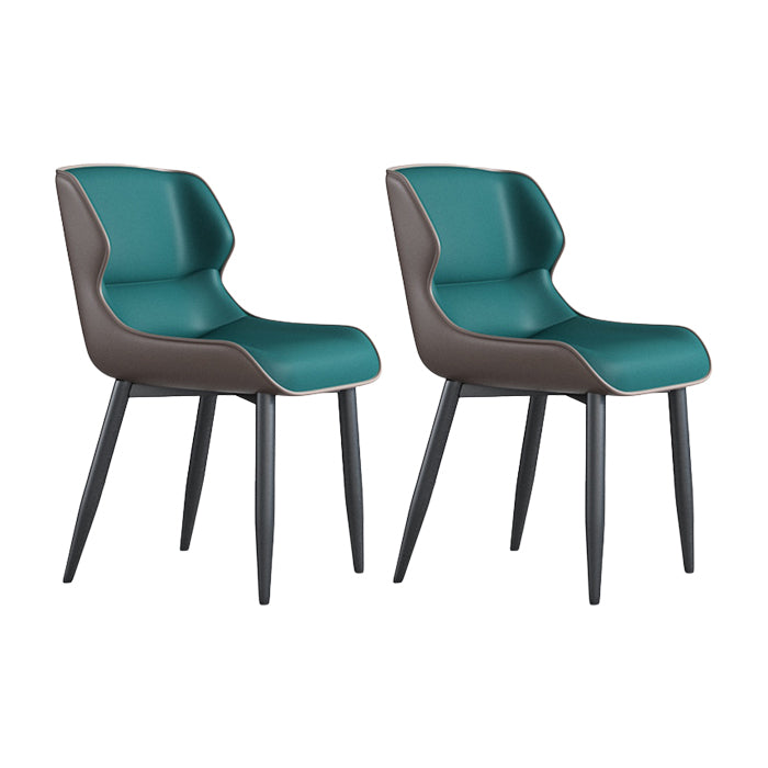 Modern Wingback Side Chair Faux Leather Armless Dining Chairs