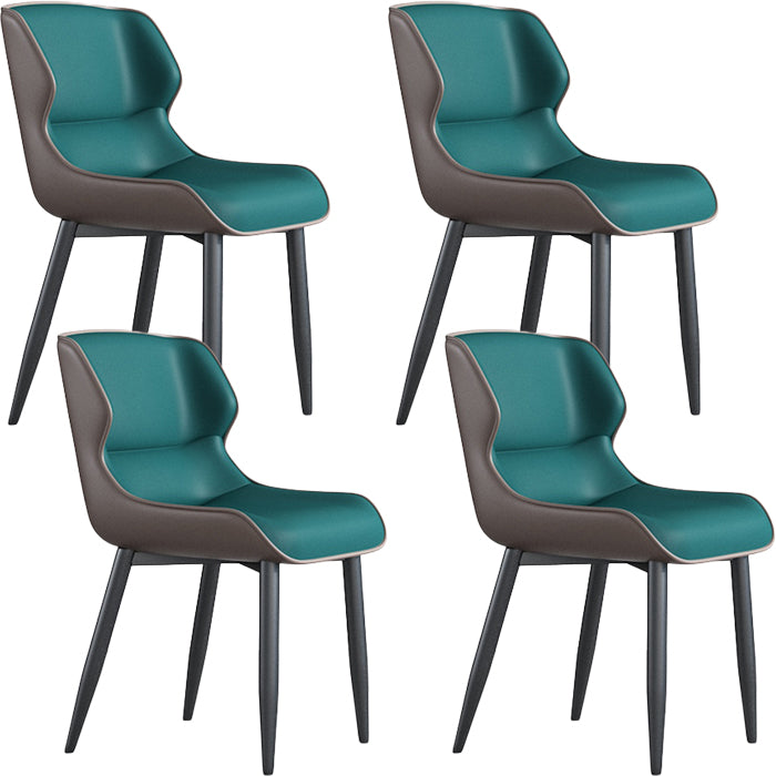Modern Wingback Side Chair Faux Leather Armless Dining Chairs
