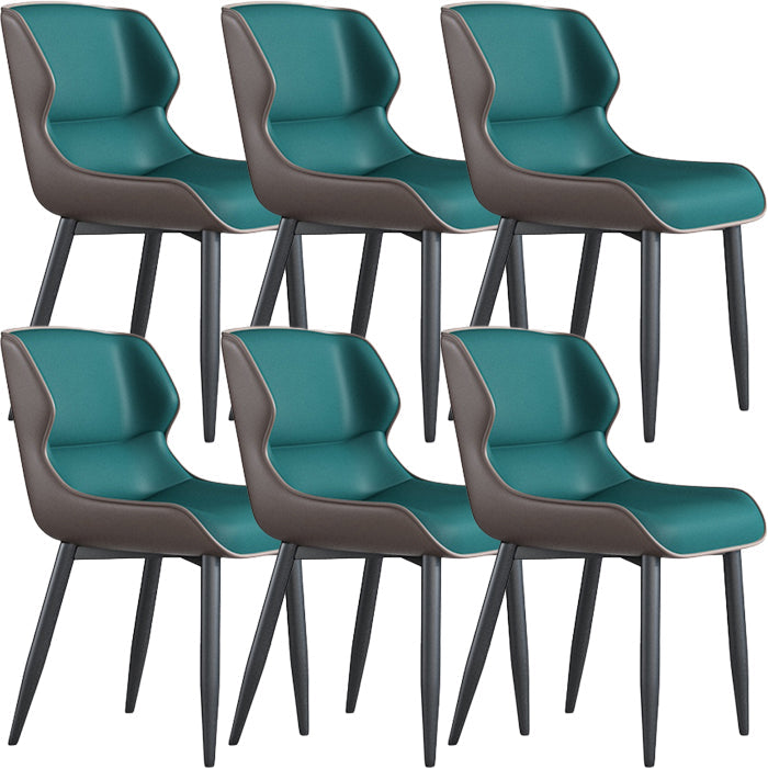 Modern Wingback Side Chair Faux Leather Armless Dining Chairs