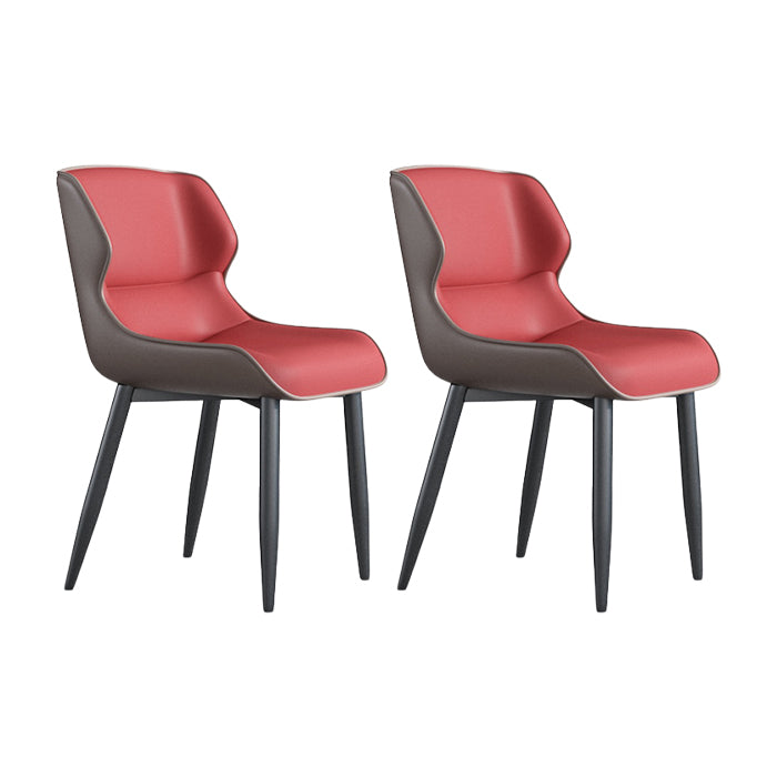 Modern Wingback Side Chair Faux Leather Armless Dining Chairs