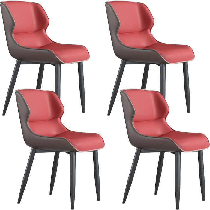 Modern Wingback Side Chair Faux Leather Armless Dining Chairs