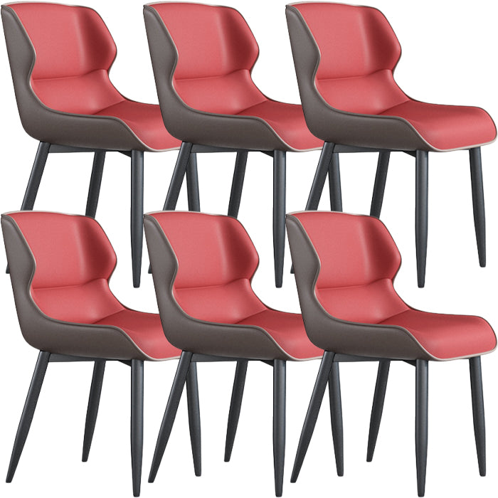 Modern Wingback Side Chair Faux Leather Armless Dining Chairs