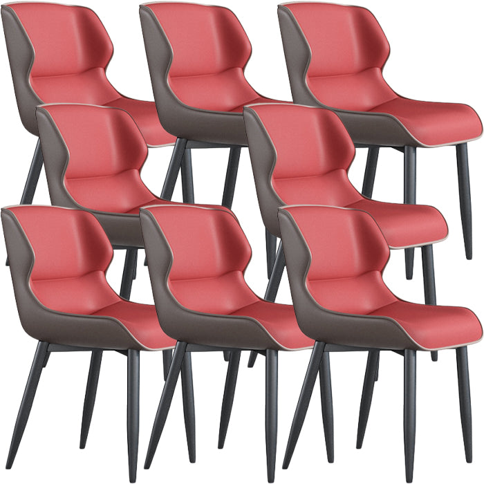 Modern Wingback Side Chair Faux Leather Armless Dining Chairs