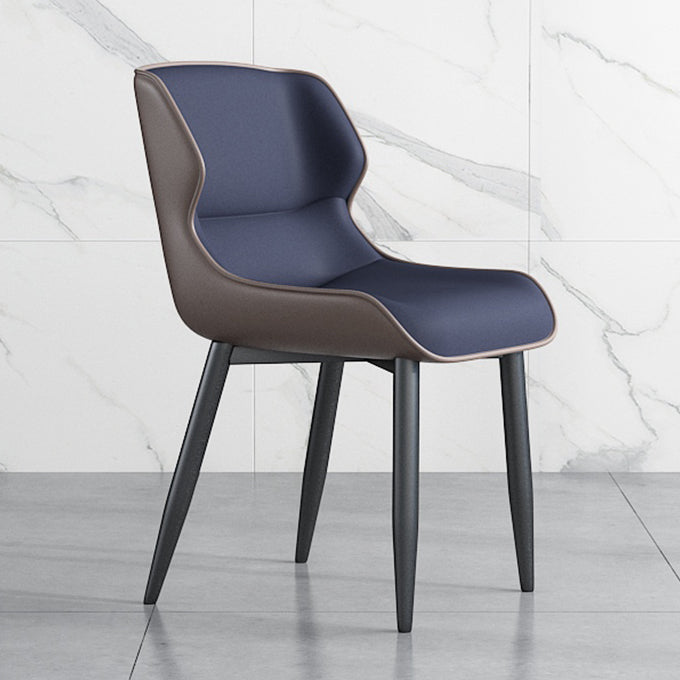 Modern Wingback Side Chair Faux Leather Armless Dining Chairs