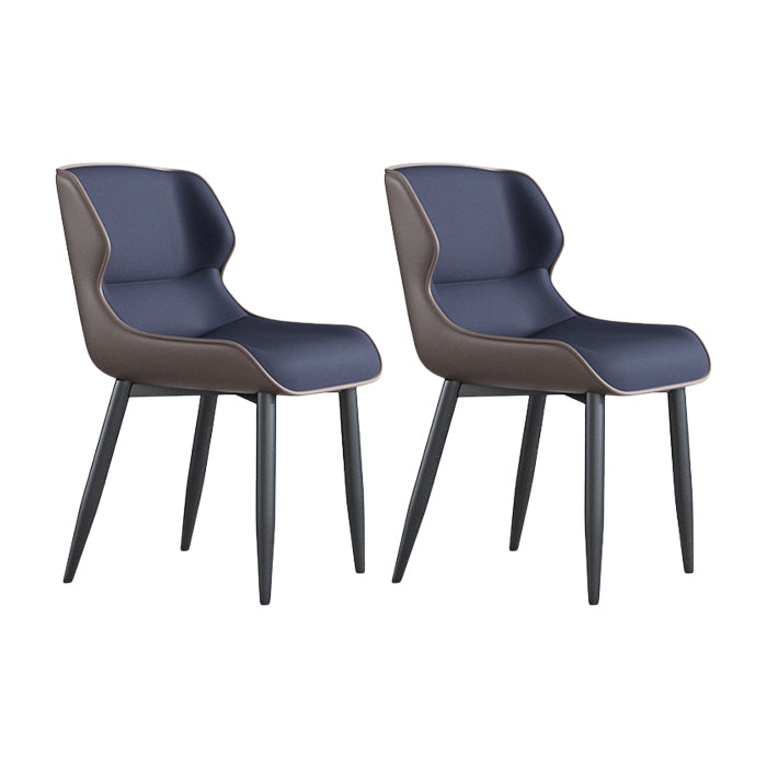 Modern Wingback Side Chair Faux Leather Armless Dining Chairs