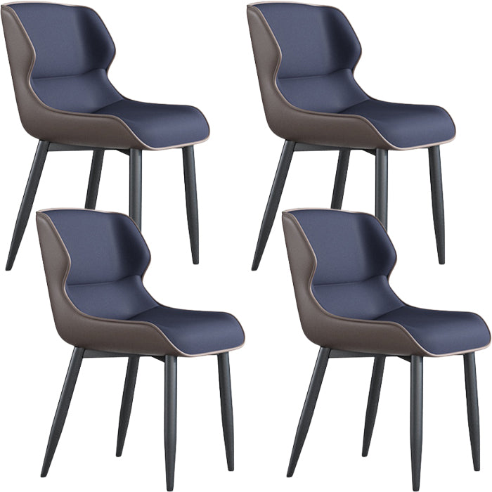 Modern Wingback Side Chair Faux Leather Armless Dining Chairs