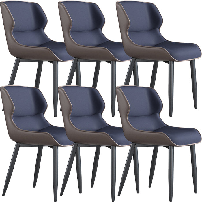 Modern Wingback Side Chair Faux Leather Armless Dining Chairs