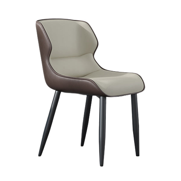 Modern Wingback Side Chair Faux Leather Armless Dining Chairs
