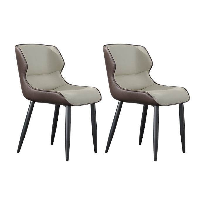 Modern Wingback Side Chair Faux Leather Armless Dining Chairs