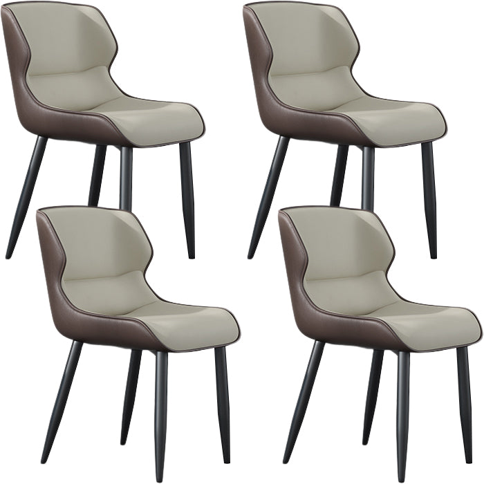Modern Wingback Side Chair Faux Leather Armless Dining Chairs