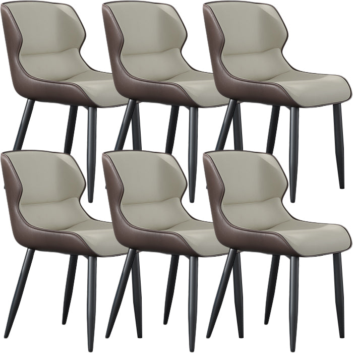 Modern Wingback Side Chair Faux Leather Armless Dining Chairs