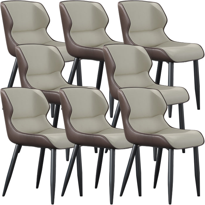 Modern Wingback Side Chair Faux Leather Armless Dining Chairs