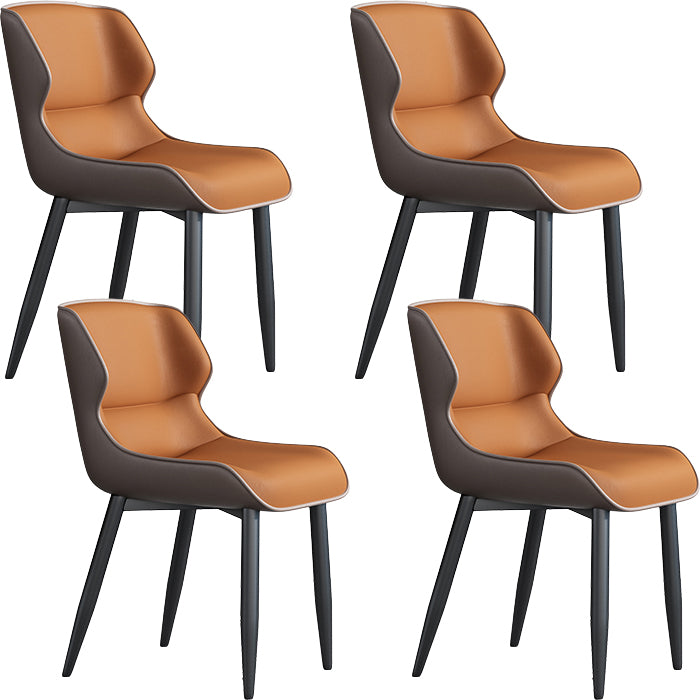 Modern Wingback Side Chair Faux Leather Armless Dining Chairs