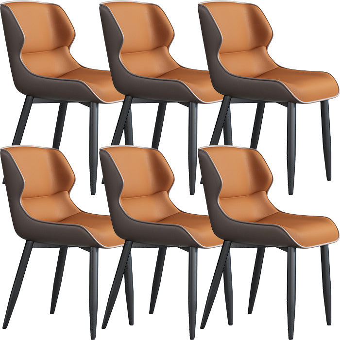 Modern Wingback Side Chair Faux Leather Armless Dining Chairs