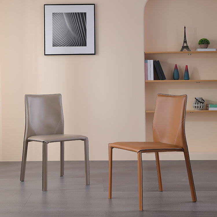 Modern Style Armless Dining Chairs Faux Leather Low Back Dining Side Chair