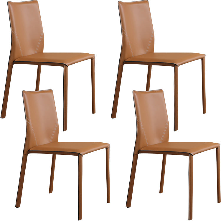 Modern Style Armless Dining Chairs Faux Leather Low Back Dining Side Chair