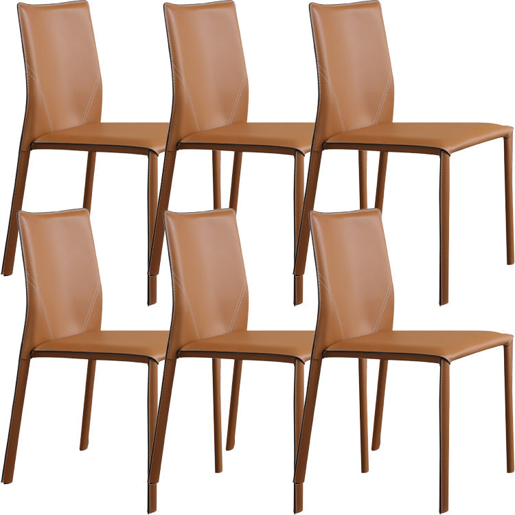 Modern Style Armless Dining Chairs Faux Leather Low Back Dining Side Chair