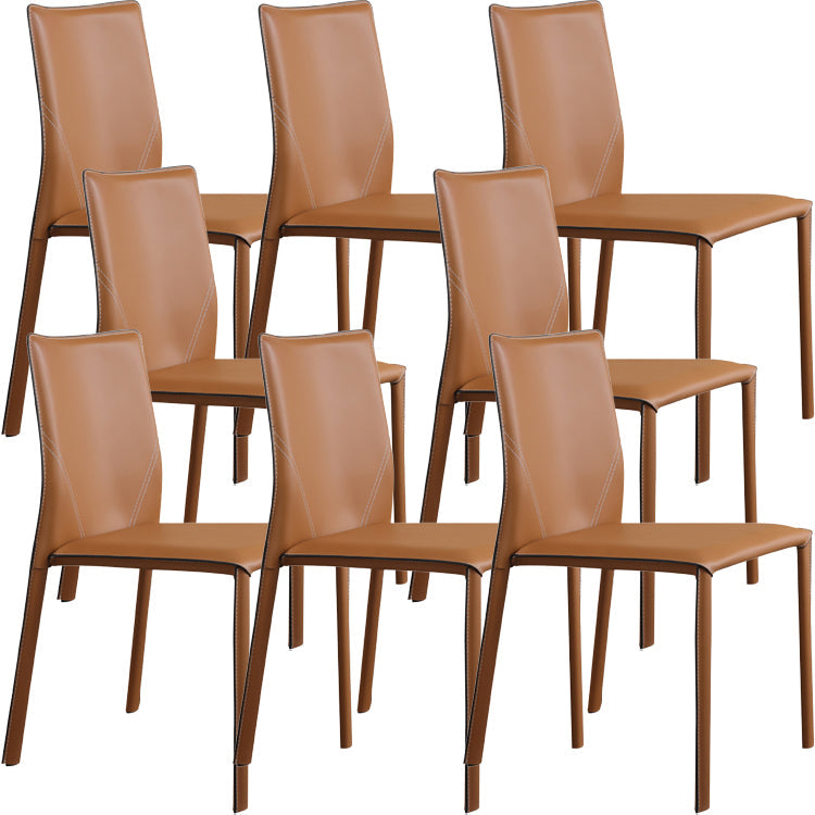 Modern Style Armless Dining Chairs Faux Leather Low Back Dining Side Chair