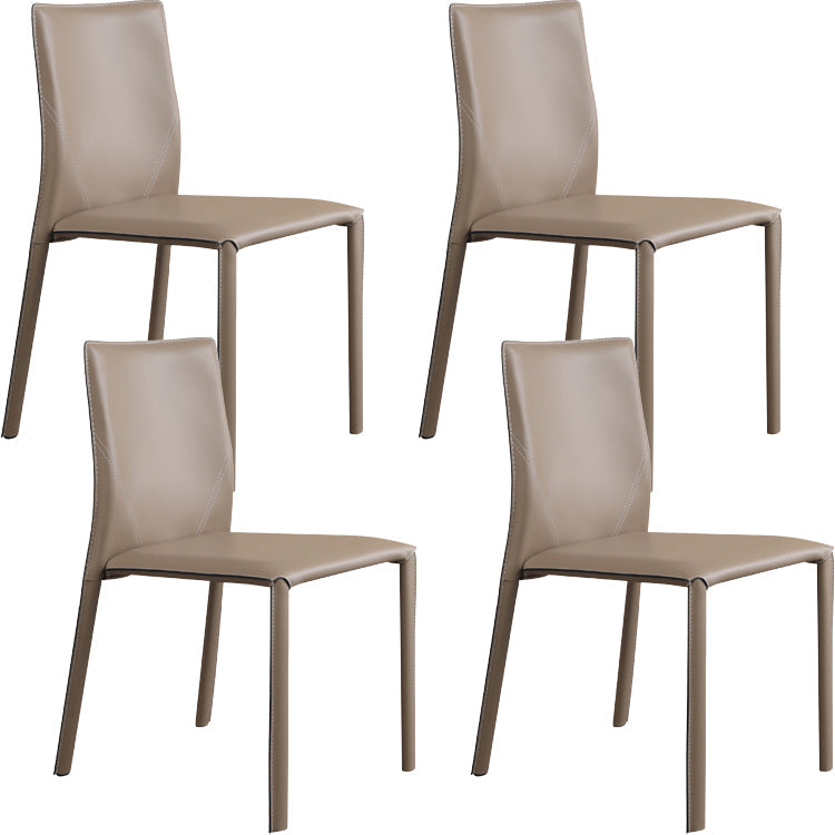 Modern Style Armless Dining Chairs Faux Leather Low Back Dining Side Chair