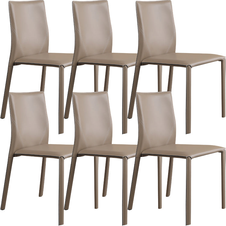 Modern Style Armless Dining Chairs Faux Leather Low Back Dining Side Chair