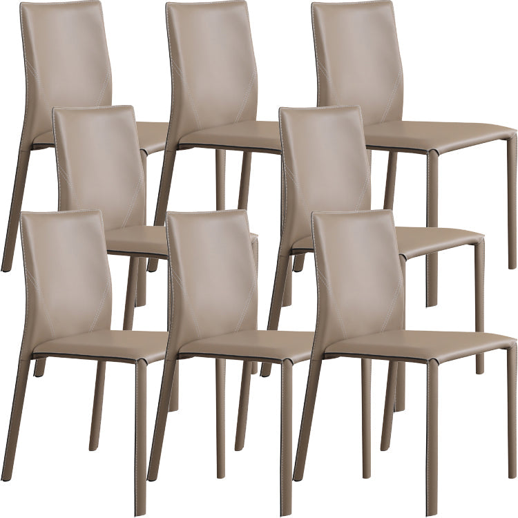 Modern Style Armless Dining Chairs Faux Leather Low Back Dining Side Chair
