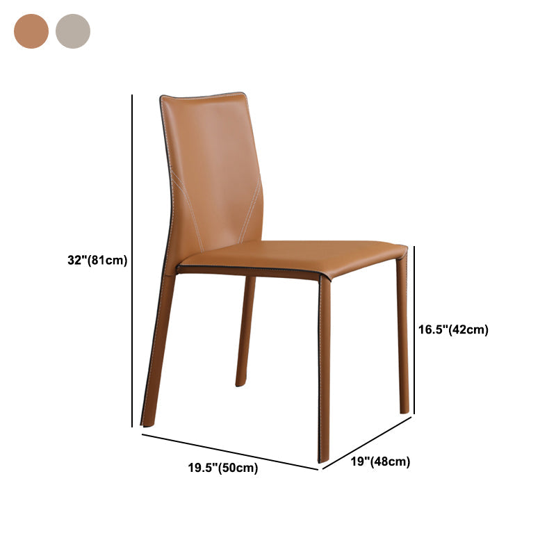 Modern Style Armless Dining Chairs Faux Leather Low Back Dining Side Chair