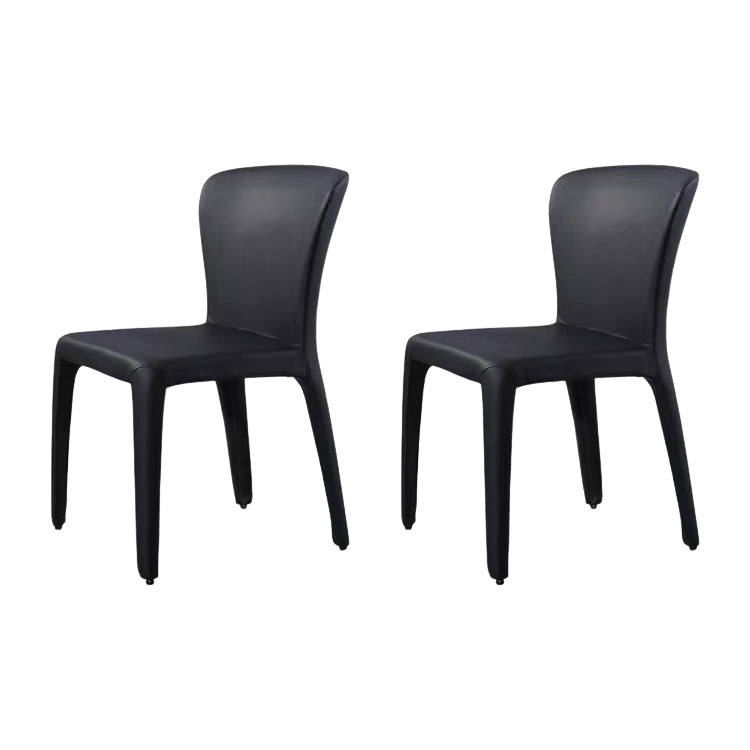 Contemporary Style Dining Chair Faux Leather Low Back Dining Side Chair Black Armless 2 Piece Set Clearhalo 'Dining Chairs' 'Dining Tables & Seating' 'dining_chair' 'furn' 'furn_dining_chair' 'Furniture' 'Kitchen & Dining Furniture' 5544084