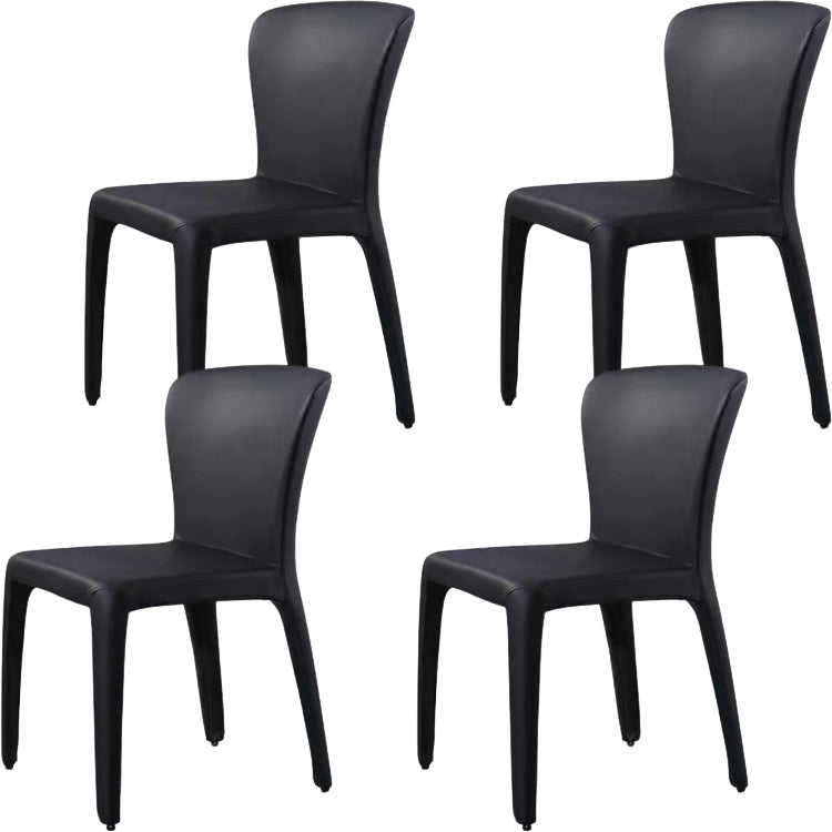Contemporary Style Dining Chair Faux Leather Low Back Dining Side Chair Black Armless 4 Piece Set Clearhalo 'Dining Chairs' 'Dining Tables & Seating' 'dining_chair' 'furn' 'furn_dining_chair' 'Furniture' 'Kitchen & Dining Furniture' 5544087