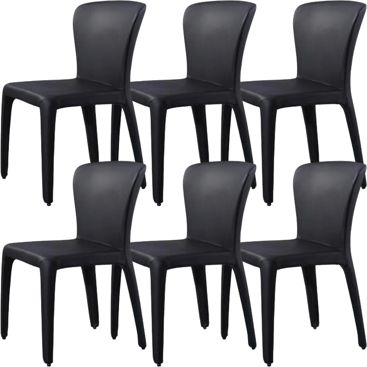 Contemporary Style Dining Chair Faux Leather Low Back Dining Side Chair Black Armless 6 Piece Set Clearhalo 'Dining Chairs' 'Dining Tables & Seating' 'dining_chair' 'furn' 'furn_dining_chair' 'Furniture' 'Kitchen & Dining Furniture' 5544089