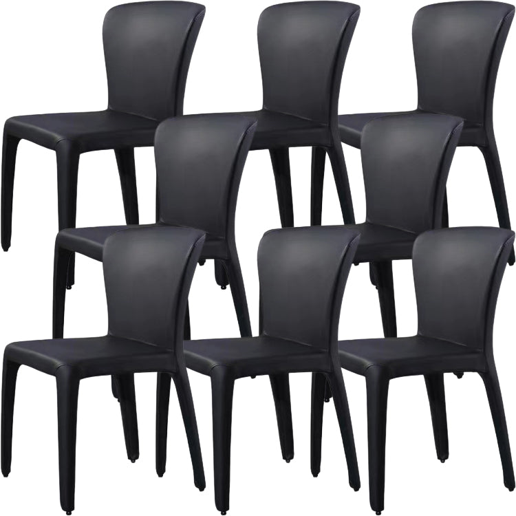 Contemporary Style Dining Chair Faux Leather Low Back Dining Side Chair Black Armless 8 Piece Set Clearhalo 'Dining Chairs' 'Dining Tables & Seating' 'dining_chair' 'furn' 'furn_dining_chair' 'Furniture' 'Kitchen & Dining Furniture' 5544091