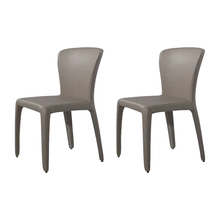 Contemporary Style Dining Chair Faux Leather Low Back Dining Side Chair Grey Armless 2 Piece Set Clearhalo 'Dining Chairs' 'Dining Tables & Seating' 'dining_chair' 'furn' 'furn_dining_chair' 'Furniture' 'Kitchen & Dining Furniture' 5544094