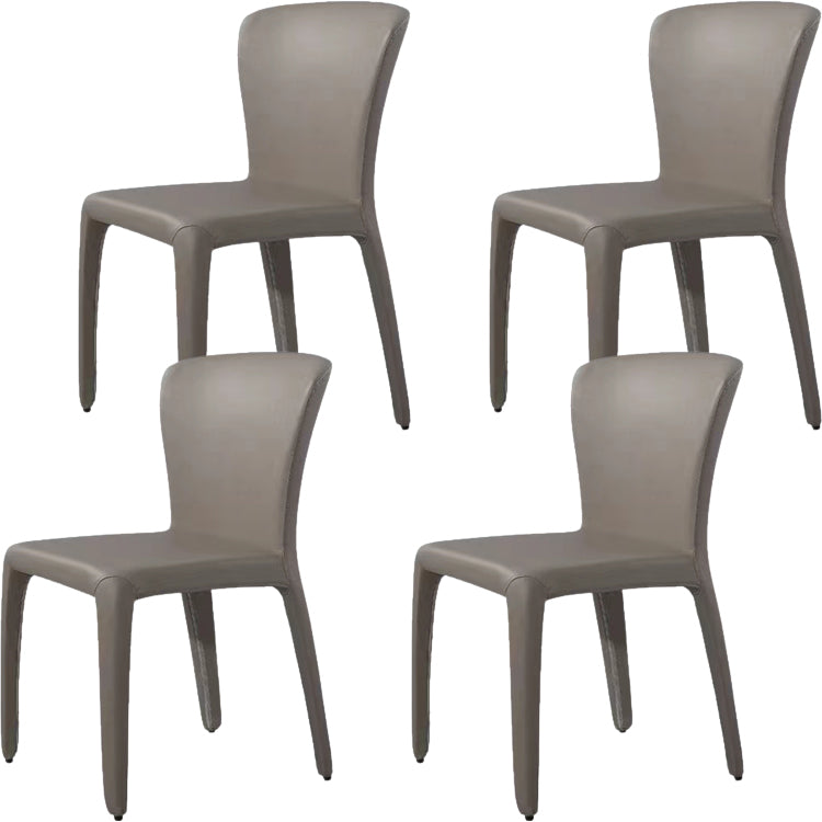 Contemporary Style Dining Chair Faux Leather Low Back Dining Side Chair Grey Armless 4 Piece Set Clearhalo 'Dining Chairs' 'Dining Tables & Seating' 'dining_chair' 'furn' 'furn_dining_chair' 'Furniture' 'Kitchen & Dining Furniture' 5544096