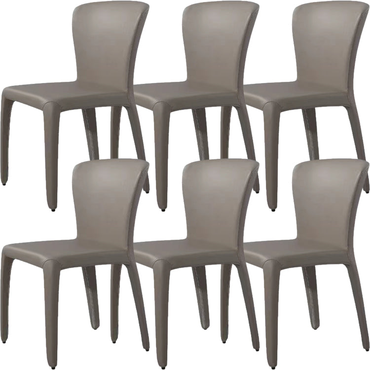 Contemporary Style Dining Chair Faux Leather Low Back Dining Side Chair Grey Armless 6 Piece Set Clearhalo 'Dining Chairs' 'Dining Tables & Seating' 'dining_chair' 'furn' 'furn_dining_chair' 'Furniture' 'Kitchen & Dining Furniture' 5544099
